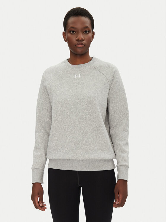 Under Armour Bluză Rival Fleece Crew 1379508 Gri Loose Fit