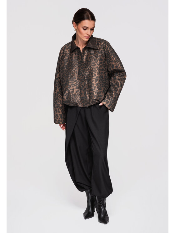 Ombre Ombre Kurtka przejściowa OW-JANP-0113 Brązowy Loose Fit