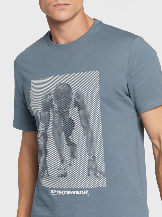 4F 4F T-Shirt H4Z22-TSM035 Niebieski Regular Fit