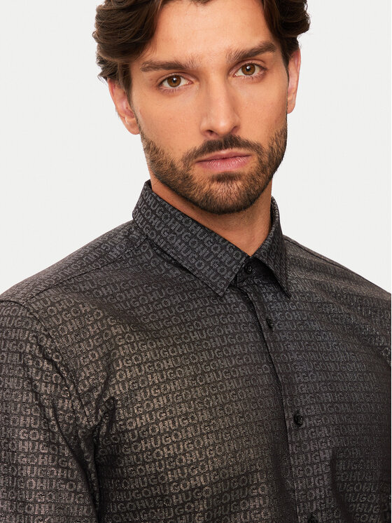 HUGO Hugo Marškiniai Elisha02 50524846 Juoda Extra Slim Fit