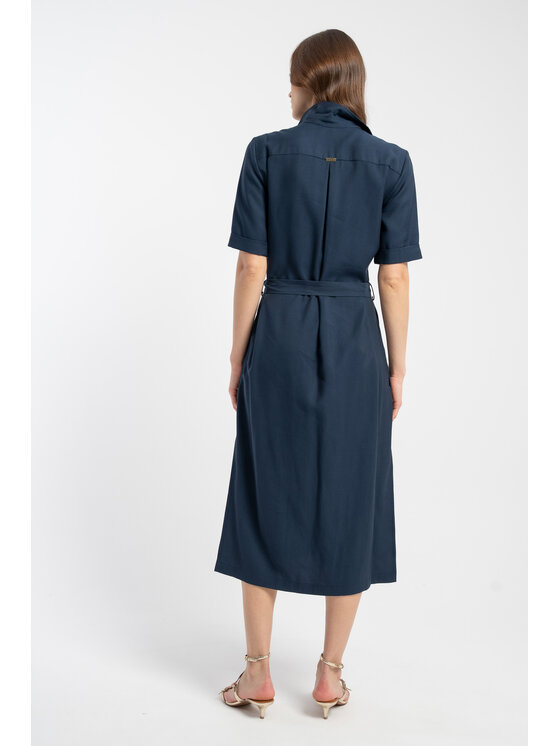 CLICK CLICK Sukienka koszulowa 60-6094 Granatowy Regular Fit