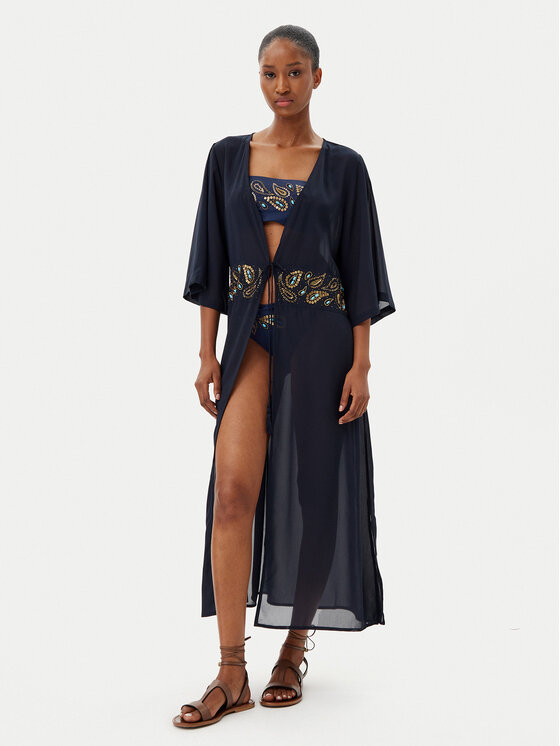 Selmark Selmark Kimono BN297 Granatowy Relaxed Fit
