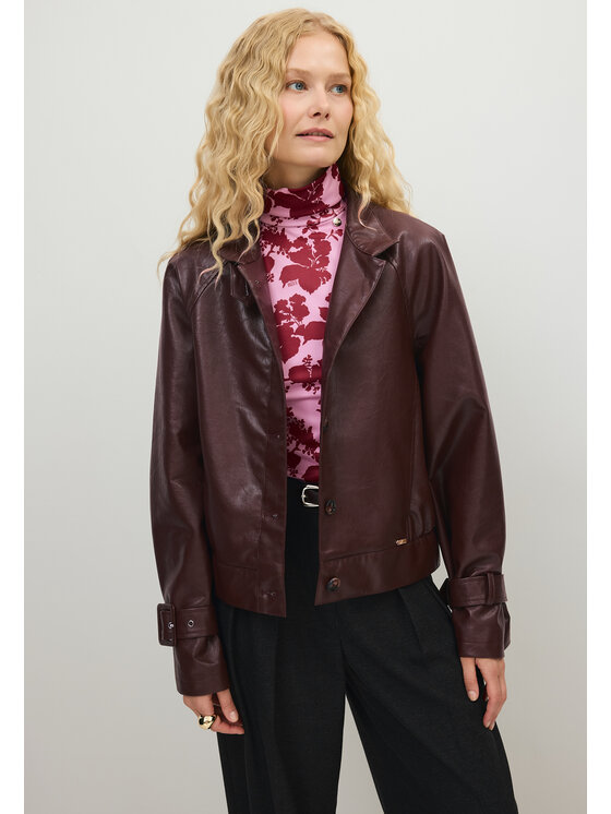 BIZUU BIZUU Bunda pro přechodné období ERONA ECO LEATHER JACKET Bordó Standard Fit