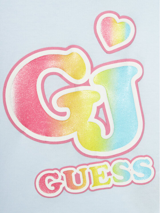 Guess Guess Tricou K4RI28 K8HM0 Albastru celest Boxy Fit