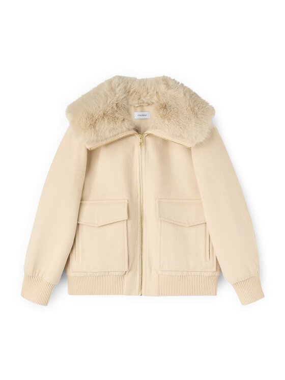 Motivi Motivi Cappotto invernale R093Q001085N002 Crema Over Fit