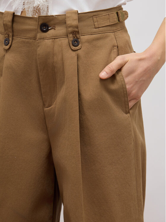 Oltre Oltre Spodnie materiałowe P557R008444N002 Brązowy Baggy Fit