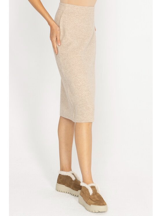 Deni Cler Milano Deni Cler Milano Spódnica ołówkowa T-DC-752D-D5-90-12-1 Beżowy Slim Fit