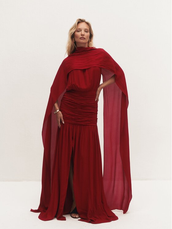 Le Collet Le Collet Sukienka wieczorowa LIRE Czerwony Flare Fit