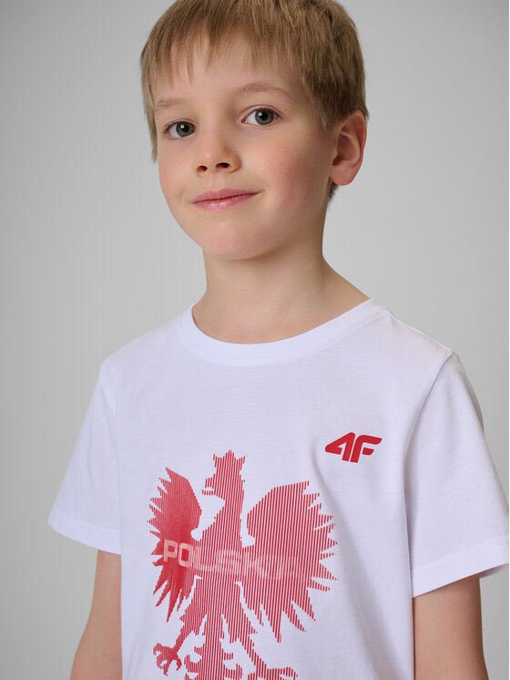 4F 4F T-Shirt FAN FOOTBALL COLLECTION Biały Regular Fit