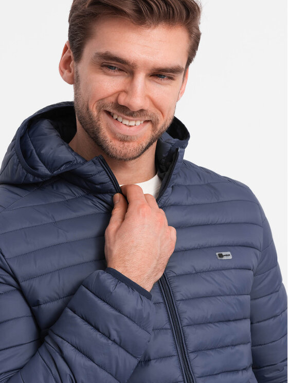 Ombre Ombre Kurtka przejściowa OM-JALP-0156 Granatowy Regular Fit