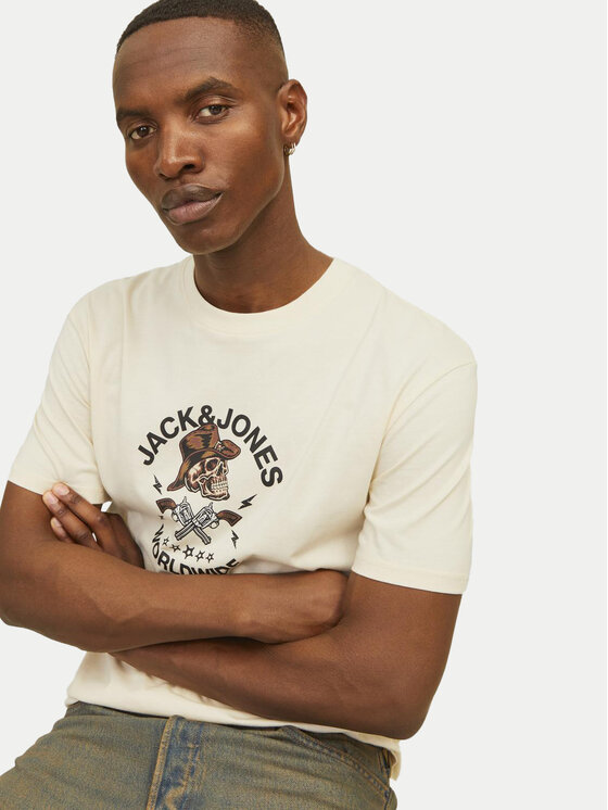 Jack&Jones Jack&Jones Marškinėliai Seven Skull 12262491 Écru Regular Fit