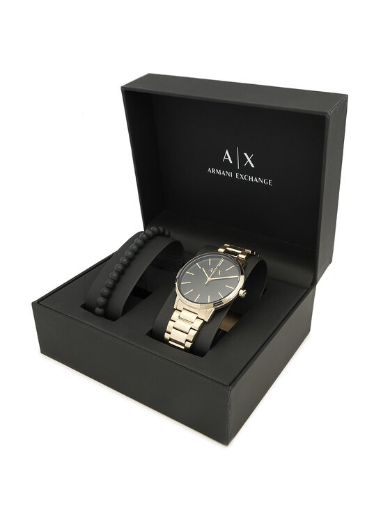 Armani Exchange Armani Exchange Zestaw zegarek i bransoletka Cayde Gift Set AX7119 Złoty