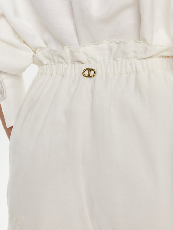 TWINSET TWINSET Σορτς υφασμάτινο 241TT2011 Λευκό Regular Fit