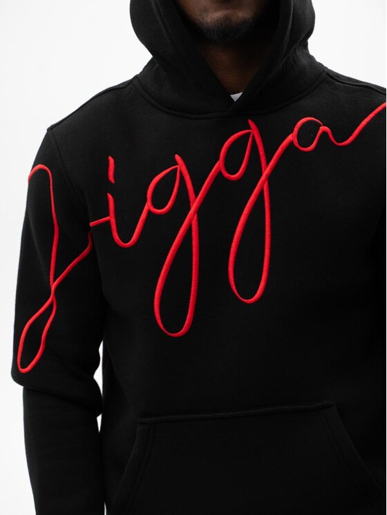 Jigga Wear Jigga Wear Bluza Bluza Z Kapturem Męska Czarna Jigga Wear Tag M Czarny Regular Fit