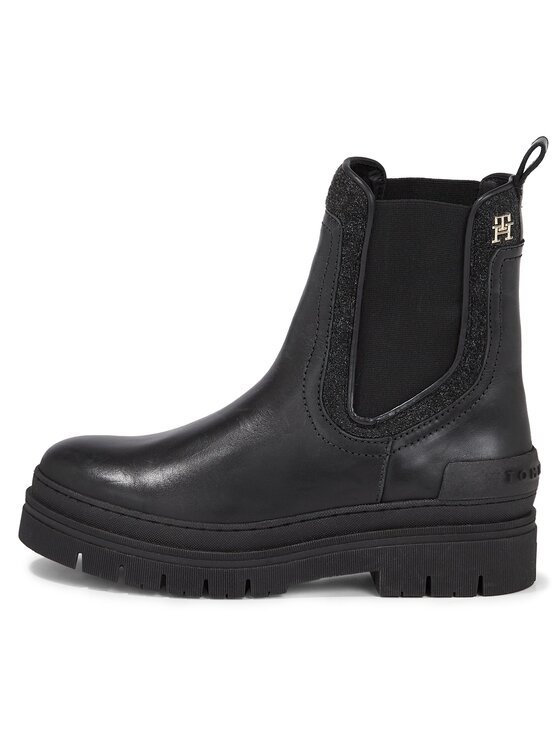 Tommy Hilfiger Tommy Hilfiger Členková obuv s elastickým prvkom Feminine Felt Chelsea Bootie FW0FW07655 Čierna