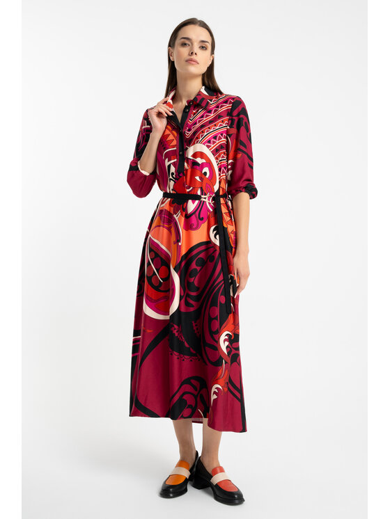 CLICK CLICK Φόρεμα καθημερινό 60-6151 Κόκκινο Regular Fit