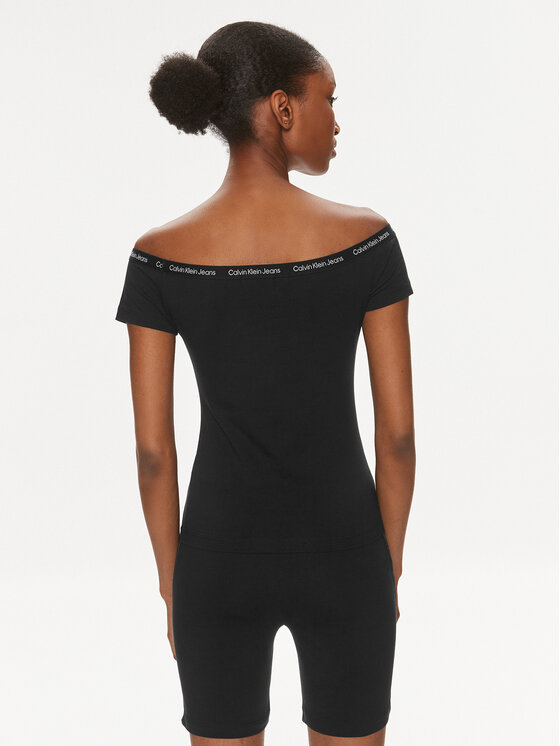 Calvin Klein Jeans Calvin Klein Jeans Bluse Logo J20J223098 Schwarz Slim Fit