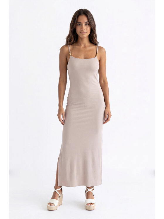 FIGL FIGL Sukienka letnia M1199 Beżowy Fitted Fit