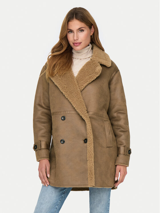 ONLY ONLY Ovčje usnje Ylva 15322402 Rjava Regular Fit