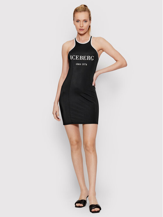 Iceberg Iceberg Letní šaty ICE2WCU03 Černá Slim Fit