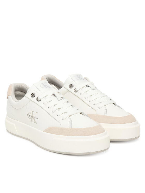 Calvin Klein Calvin Klein Sneakersy Basket Cupsole Laceup Lth Mix YW0YW02023 Biela