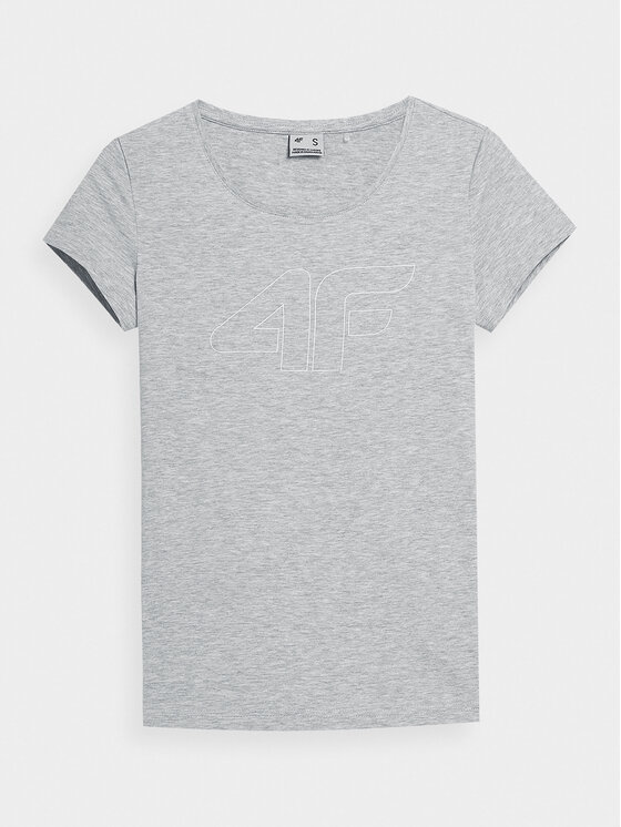 4F 4F Marškinėliai 4FAW23TTSHF0907 Pilka Slim Fit