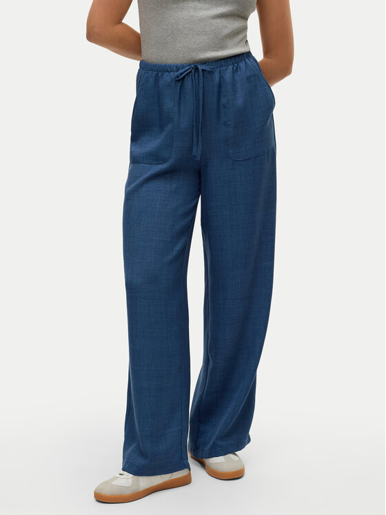 Vero Moda Vero Moda Medžiaginės kelnės Melaney 10316385 Tamsiai mėlyna Loose Fit