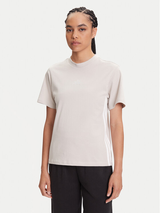 adidas adidas T-Shirt Essentials 3-Stripes JE1237 Beżowy Regular Fit