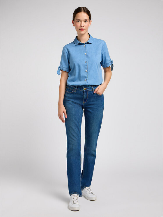 Lee Lee Jeansy MARION STRAIGHT Niebieski Regular Fit