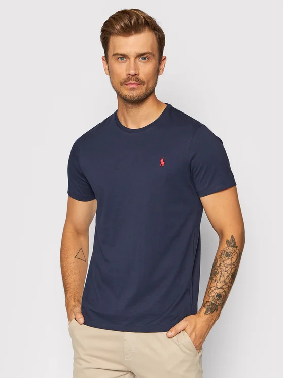Polo Ralph Lauren T-Shirt Bsr 710680785 Dunkelblau Custom Slim Fit