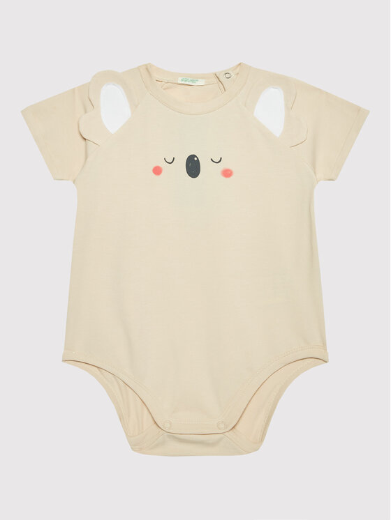 Gyerek Body United Colors Of Benetton, Méret: 74, Bézs, 3P4ZAB001