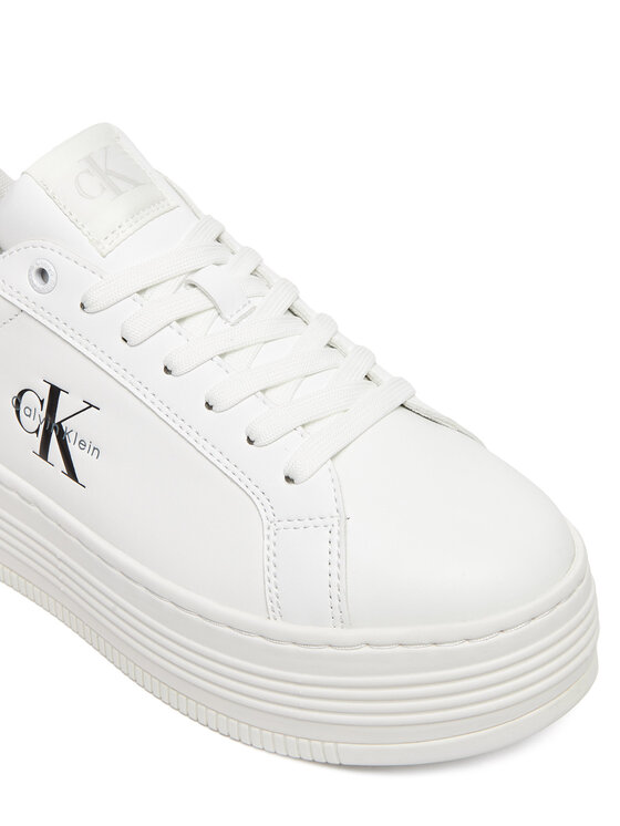 Calvin Klein Jeans Calvin Klein Jeans Sneakersy Bold Flatf Low Lace Lth YW0YW01878 Biela