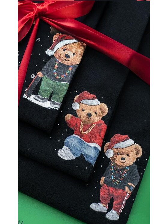 MyStars MyStars Komplet t-shirtów Zestaw 3 T-Shirtów Męskich Czarnych MyStars 3 Pack Christmas Bear M Czarny Regular Fit