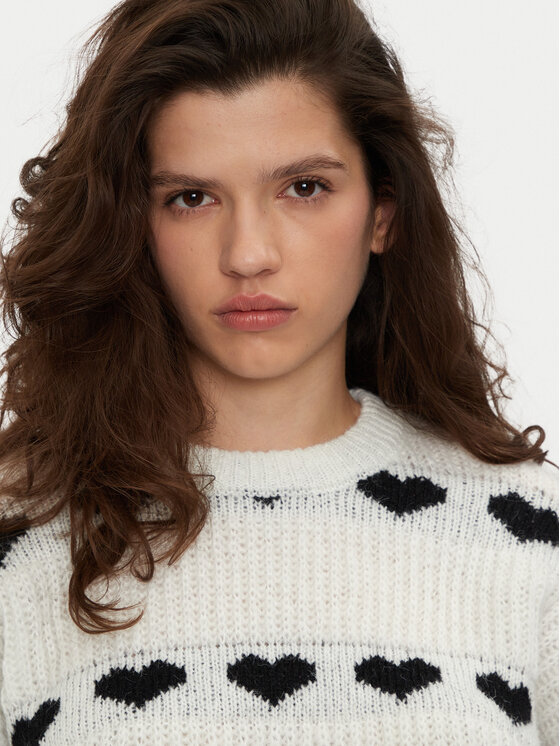 Pieces Pieces Sweter Nove 17152014 Écru Regular Fit