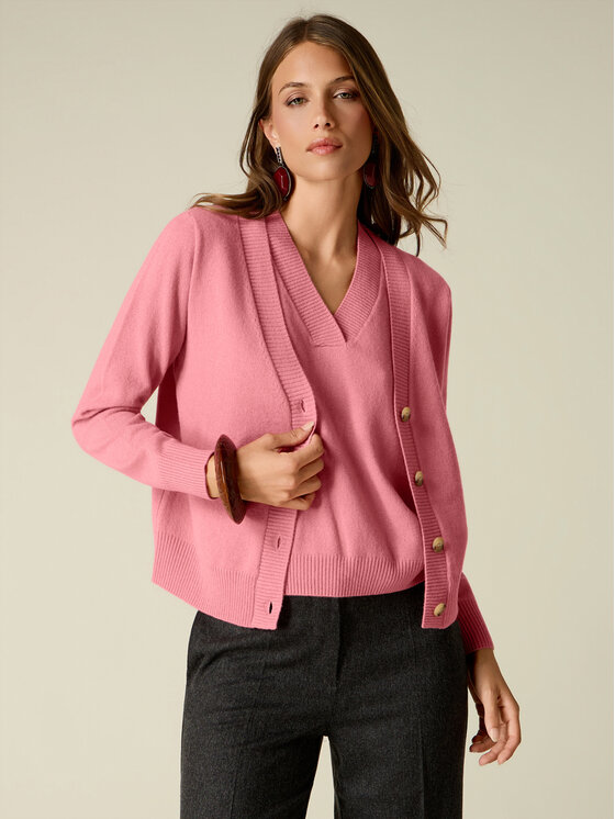 Oltre Oltre Sweter M333J005587N006 Różowy Regular Fit