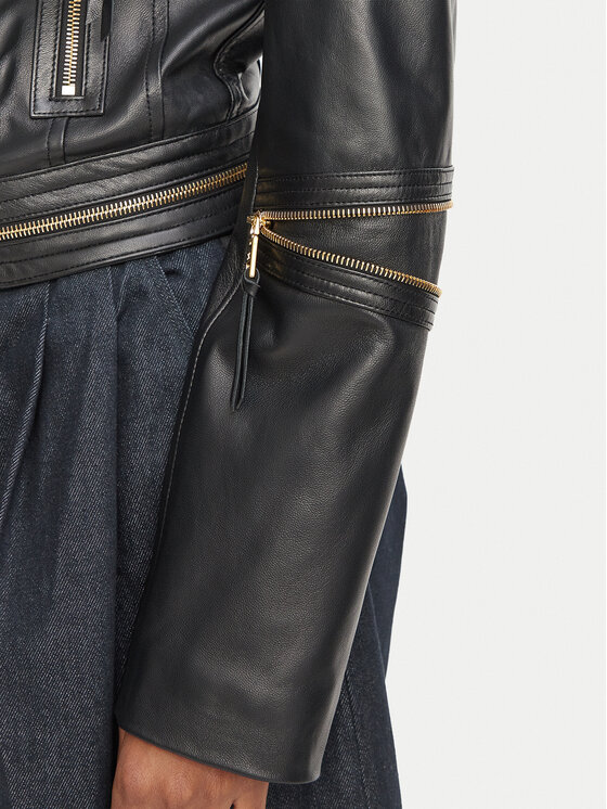 Elisabetta Franchi Elisabetta Franchi Шкіряна куртка GD-01Z-66E2-V1490 Чорний Regular Fit