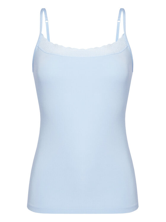Triumph Top Feel Of Modal 10221654 Błękitny Slim Fit
