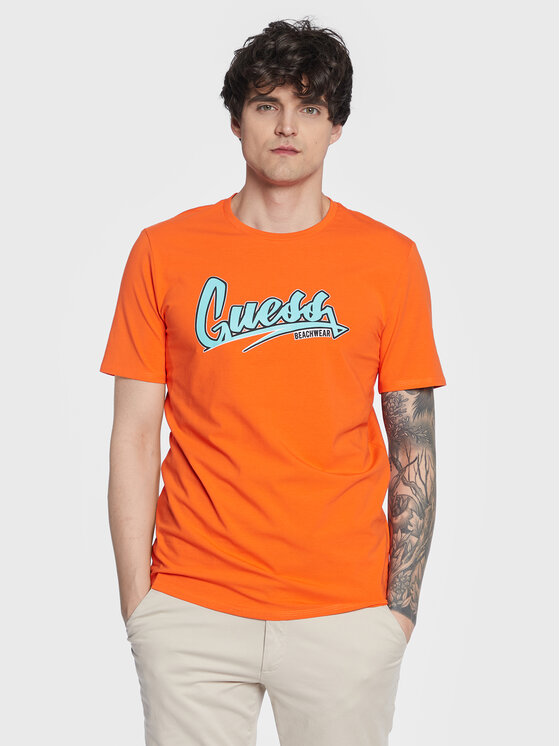 Guess T-krekls F3GI10 J1314 Brūns Slim Fit