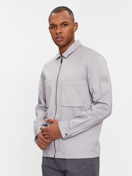 Calvin Klein Pārejas jaka Cotton 3D Pockets Overshirt K10K112356 Pelēks Regular Fit