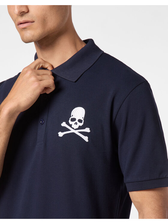PHILIPP PLEIN PHILIPP PLEIN Polo 9407 Błękitny Slim Fit