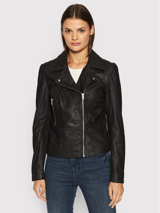 YAS Geacă de piele Sophie 26018510 Negru Regular Fit