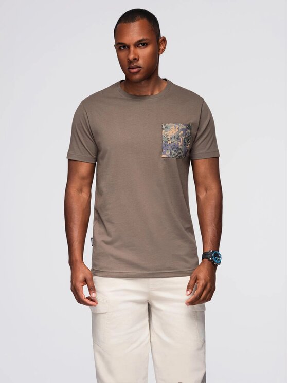 Ombre Ombre T-Shirt OM-TSPT-0227 Zielony Regular Fit