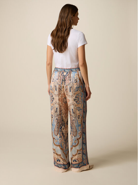 Oltre Oltre Pantaloni di tessuto P024J002685N0Z4 Turchese Baggy Fit