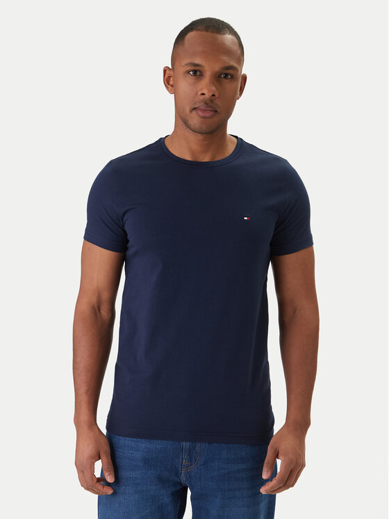 Tommy Hilfiger Tommy Hilfiger Tričko MW0MW10800 Tmavomodrá Slim Fit
