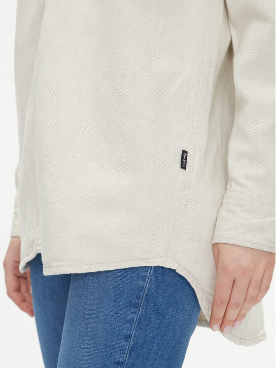 Pepe Jeans Pepe Jeans džínsová košeľa PL304963 Écru Oversize