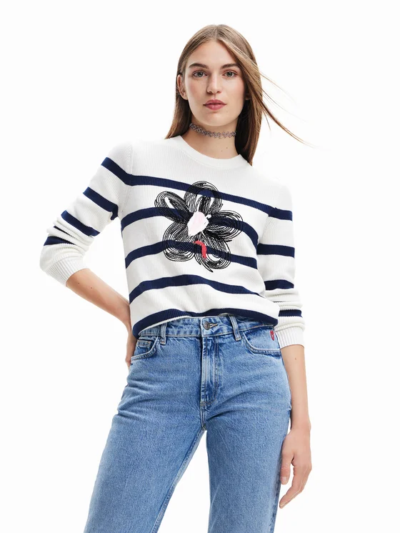 Desigual Pullover Zaida 23SWJF47 Weiß Regular Fit