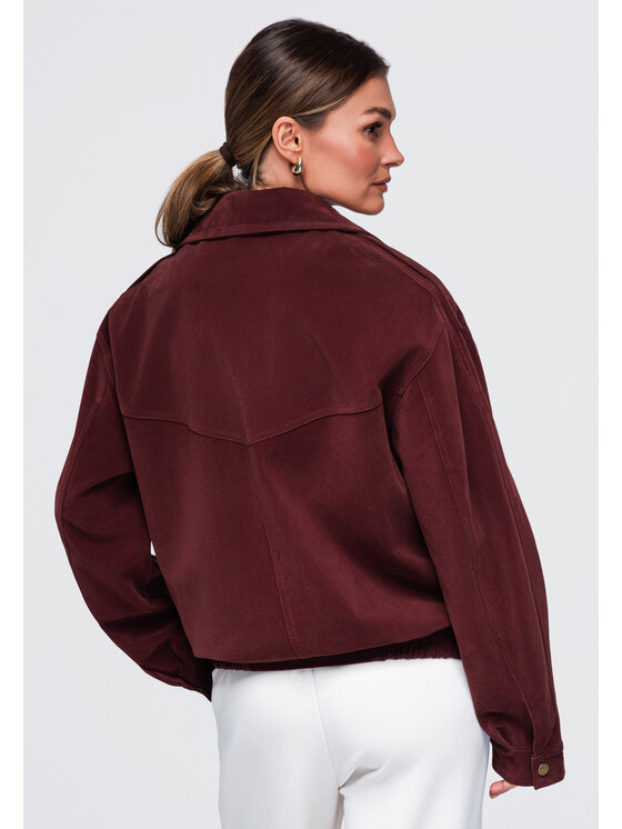 Ombre Ombre Kurtka przejściowa OW-JANP-0142 Bordowy Relaxed Fit
