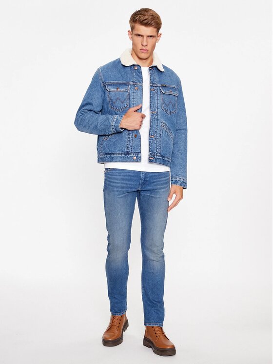 Wrangler Wrangler Kurtka jeansowa 124MJ SHERPA Niebieski Regular Fit