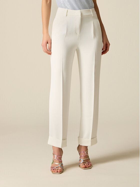 Oltre Oltre Pantaloni di tessuto P003R008871N021 Crema Regular Fit