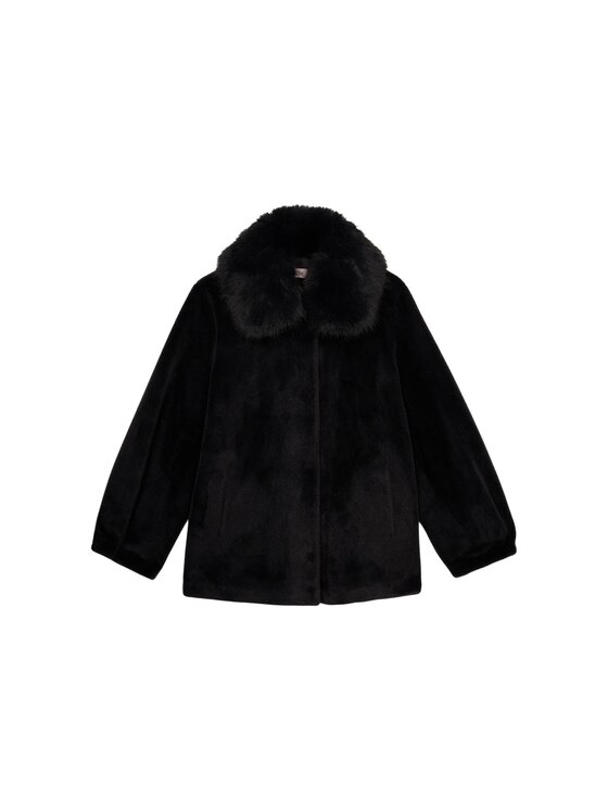 Oltre Oltre Płaszcz zimowy 0085J000128N023 Czarny Baggy Fit